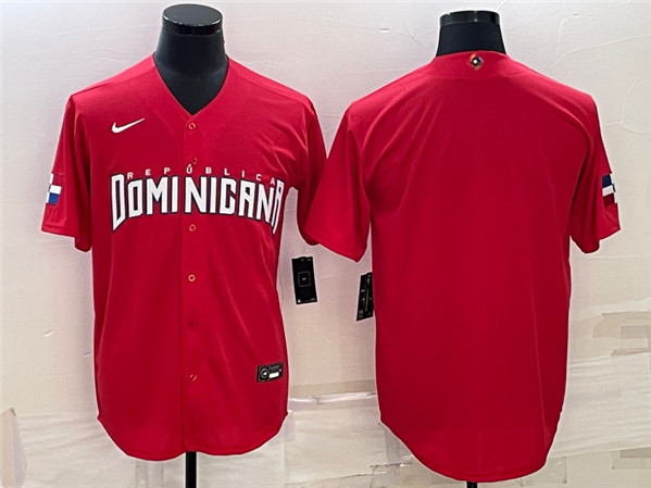 Men's Dominican Republic Baseball Blank 2023 Red World Baseball Classic Stitched Jersey - Click Image to Close